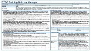 Training delivery manager