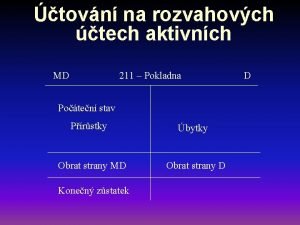 tovn na rozvahovch tech aktivnch MD 211 Pokladna