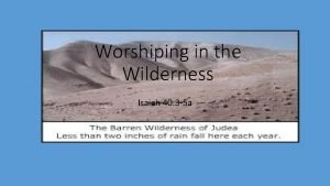 Worshiping in the Wilderness Isaiah 40 3 5