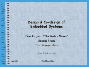 Design Codesign of Embedded Systems Final Project The