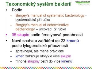 Taxonomick systm bakteri Podle Bergeys manual of systematic