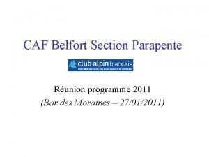 CAF Belfort Section Parapente Runion programme 2011 Bar