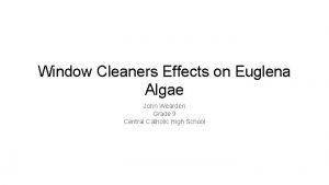 Window Cleaners Effects on Euglena Algae John Wearden