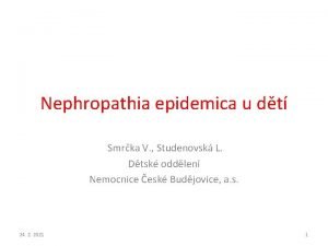 Nephropathia epidemica u dt Smrka V Studenovsk L