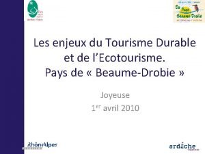 Les enjeux du Tourisme Durable et de lEcotourisme