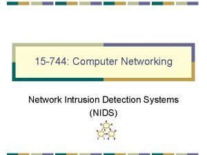 15 744 Computer Networking Network Intrusion Detection Systems