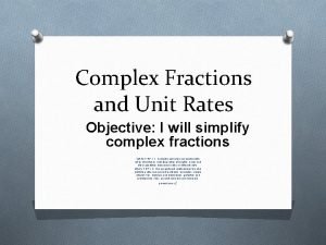 Complex fractions and unit rates