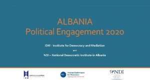 ALBANIA Political Engagement 2020 IDM Institute for Democracy