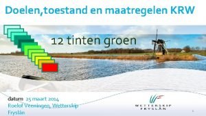 Doelen toestand en maatregelen KRW 12 tinten groen