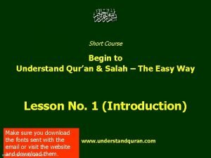 Short Course Begin to Understand Quran Salah The