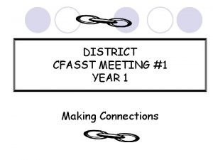 DISTRICT CFASST MEETING 1 YEAR 1 Making Connections