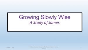 Growing Slowly Wise A Study of James 81716