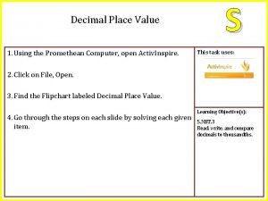 Decimal Place Value 1 Using the Promethean Computer