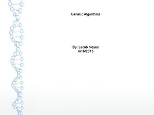 Genetic Algorithms By Jacob Noyes 4162013 Traveling Salesman
