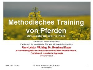 Methodisches Training von Pferden Stark gekrzte Fassung fr