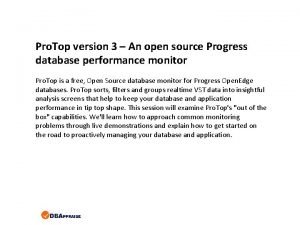 Progress openedge monitoring