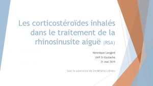 Les corticostrodes inhals dans le traitement de la