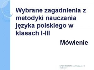 Wybrane zagadnienia z metodyki nauczania jzyka polskiego w