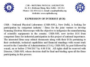 CSIR NATIONAL PHYSICAL LABORATORY Dr K S Krishnan