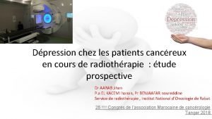 Dpression chez les patients cancreux en cours de