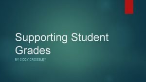 Supporting Student Grades BY CODY CROSSLEY Difficulties Faced