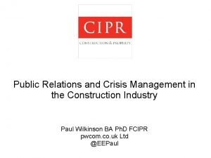 Public relations construction industry