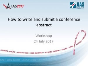 How to write and submit a conference abstract