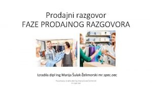 Prodajni razgovor primer