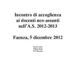 Incontro di accoglienza ai docenti neoassunti nellA S