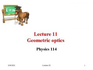 Lecture 11 Geometric optics Physics 114 2242021 Lecture