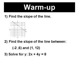 Warmup 1 Find the slope of the line