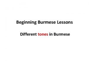 Burmese tones