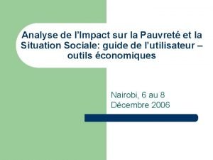 Analyse de lImpact sur la Pauvret et la