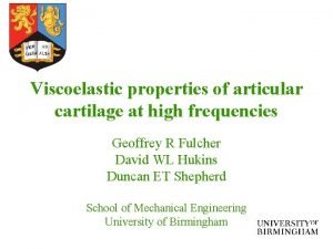 Viscoelastic properties of articular cartilage at high frequencies