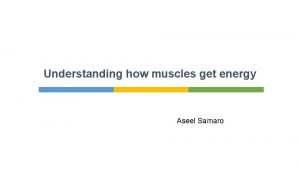 Understanding how muscles get energy Aseel Samaro Carbon