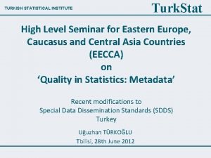 Turk Stat TURKISH STATISTICAL INSTITUTE High Level Seminar