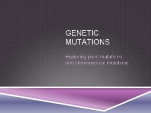 GENETIC MUTATIONS Exploring point mutations and chromosomal mutations