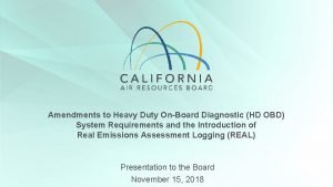Amendments to Heavy Duty OnBoard Diagnostic HD OBD