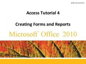 Microsoft access forms tutorial
