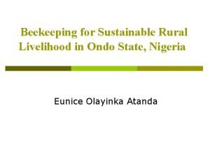 Beekeeping for Sustainable Rural Livelihood in Ondo State