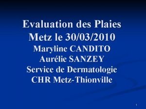 Evaluation des Plaies Metz le 30032010 Maryline CANDITO