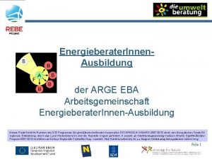 Energieberater Innen Ausbildung der ARGE EBA Arbeitsgemeinschaft Energieberater