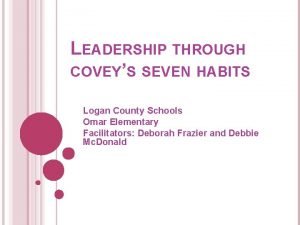 LEADERSHIP THROUGH COVEYS SEVEN HABITS Logan County Schools