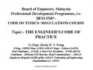 Board of Engineers Malaysia Professional Development Programme i