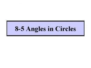 8 5 Angles in Circles Central Angles A