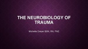 THE NEUROBIOLOGY OF TRAUMA Michelle Dreyer BSN RN