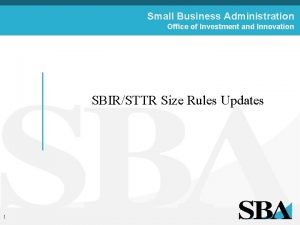 Small Business Administration Office of Investment and Innovation