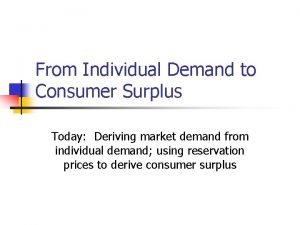 1. individual demand and consumer surplus