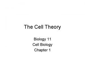 The Cell Theory Biology 11 Cell Biology Chapter