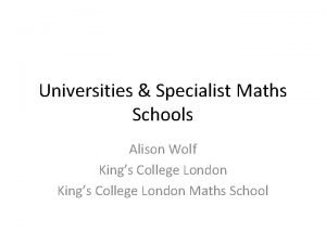 Specialist maths school